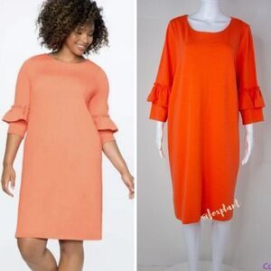 NEW Eloquii knit ruffle half sleeve‎ orange dress, size 20